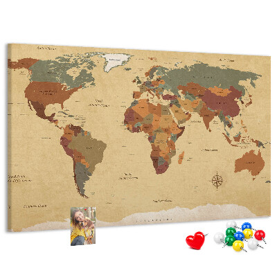 Tableau en liège Une carte du monde antique aux couleurs atténuées