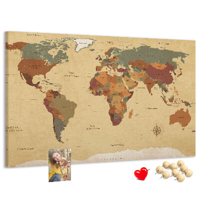 Tableau en liège Une carte du monde antique aux couleurs atténuées