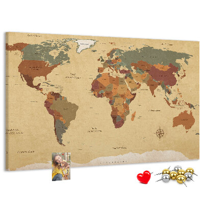 Tableau en liège Une carte du monde antique aux couleurs atténuées