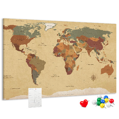 Tableau en liège Une carte du monde antique aux couleurs atténuées