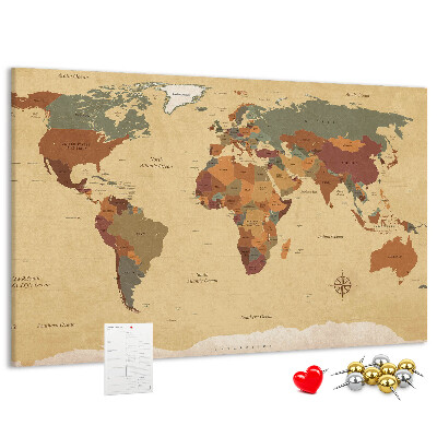 Tableau en liège Une carte du monde antique aux couleurs atténuées