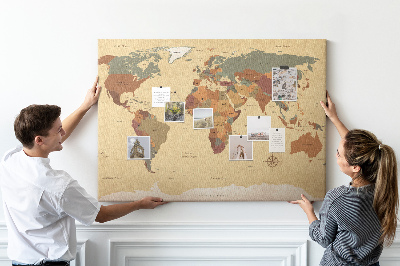 Tableau en liège Une carte du monde antique aux couleurs atténuées