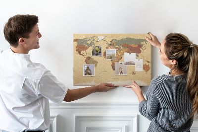 Tableau en liège Une carte du monde antique aux couleurs atténuées