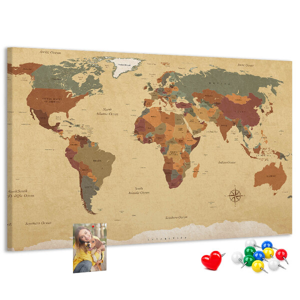 Tableau en liège Une carte du monde antique aux couleurs atténuées