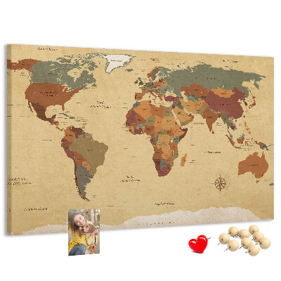 Tableau en liège Une carte du monde antique aux couleurs atténuées