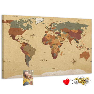 Tableau en liège Une carte du monde antique aux couleurs atténuées
