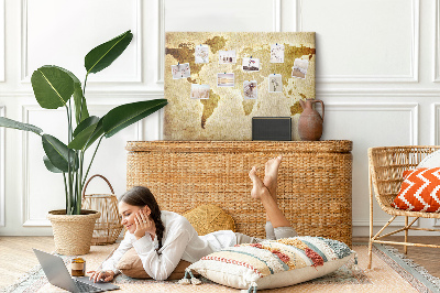 Tableau affichage liège Carte du monde antique en sépia.