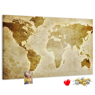 Tableau affichage liège Carte du monde antique en sépia.