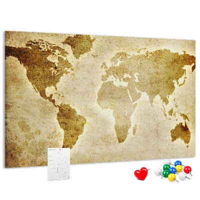 Tableau affichage liège Carte du monde antique en sépia.