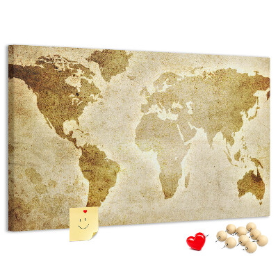 Tableau affichage liège Carte du monde antique en sépia.