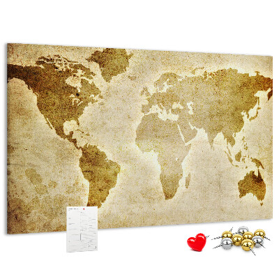 Tableau affichage liège Carte du monde antique en sépia.