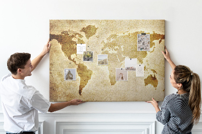 Tableau affichage liège Carte du monde antique en sépia.