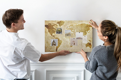 Tableau affichage liège Carte du monde antique en sépia.