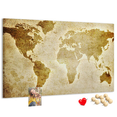 Tableau affichage liège Carte du monde antique en sépia.