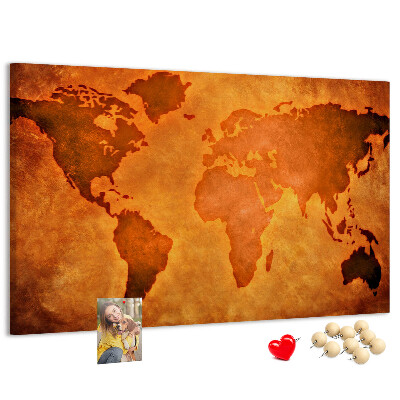 Tableau en liège Carte du monde antique sur fond brun