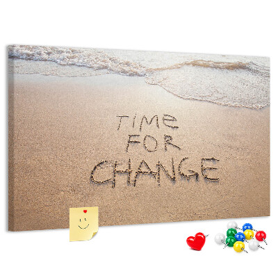 Tableau affichage liège Des changements inscrits dans le sable de la plage