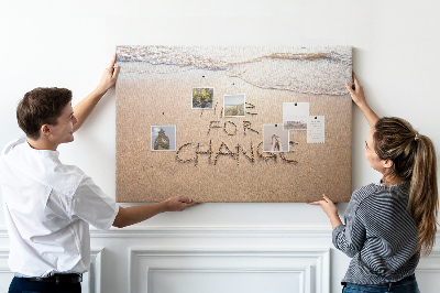 Tableau affichage liège Des changements inscrits dans le sable de la plage