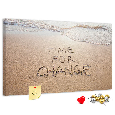 Tableau affichage liège Des changements inscrits dans le sable de la plage