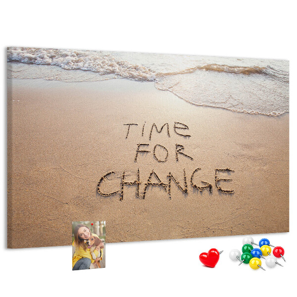 Tableau affichage liège Des changements inscrits dans le sable de la plage