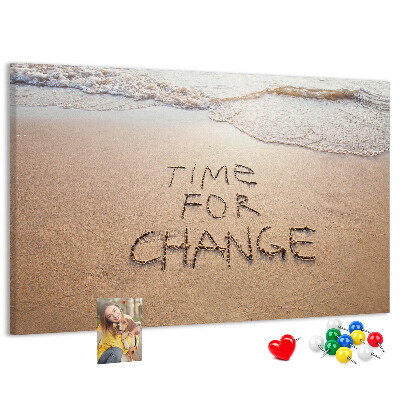 Tableau affichage liège Des changements inscrits dans le sable de la plage