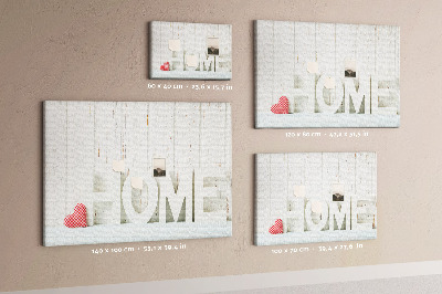 Tableau de liège Inscription HOME stylisée sur fond blanc