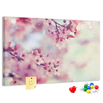 Tableau en liège branches florales aux teintes pastel
