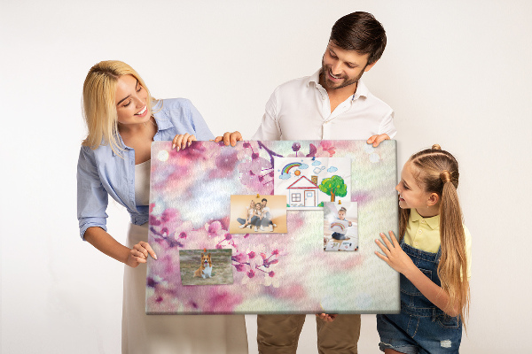 Tableau en liège branches florales aux teintes pastel