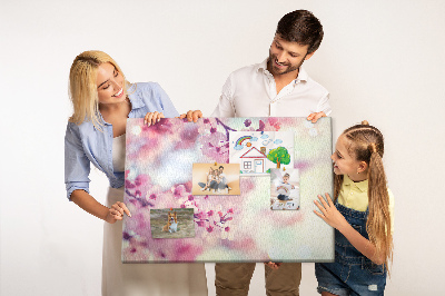 Tableau en liège branches florales aux teintes pastel