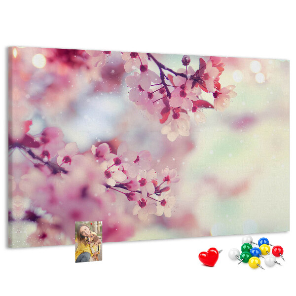 Tableau en liège branches florales aux teintes pastel