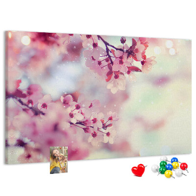 Tableau en liège branches florales aux teintes pastel