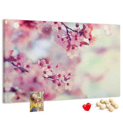 Tableau en liège branches florales aux teintes pastel