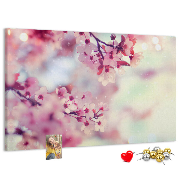 Tableau en liège branches florales aux teintes pastel