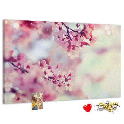 Tableau en liège branches florales aux teintes pastel