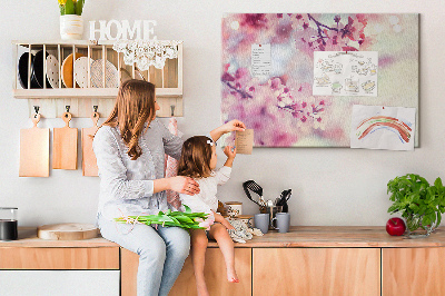 Tableau en liège branches florales aux teintes pastel
