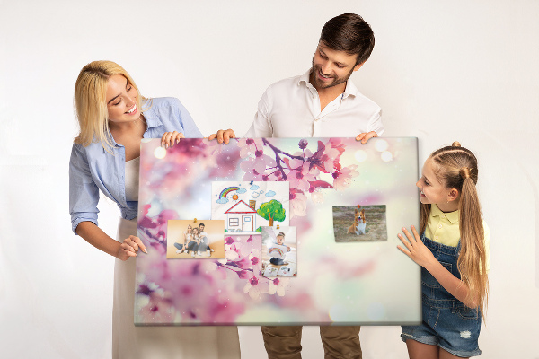 Tableau en liège branches florales aux teintes pastel