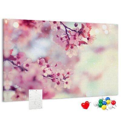 Tableau en liège branches florales aux teintes pastel