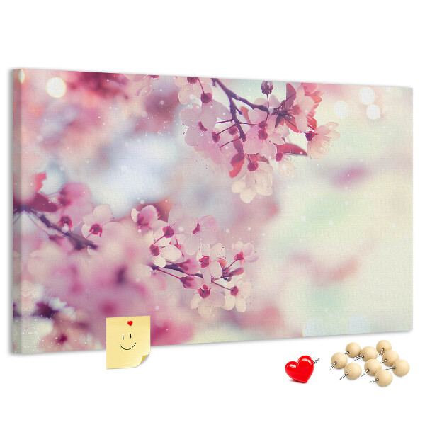 Tableau en liège branches florales aux teintes pastel