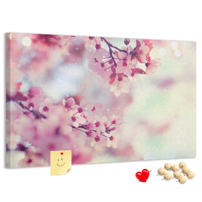 Tableau en liège branches florales aux teintes pastel