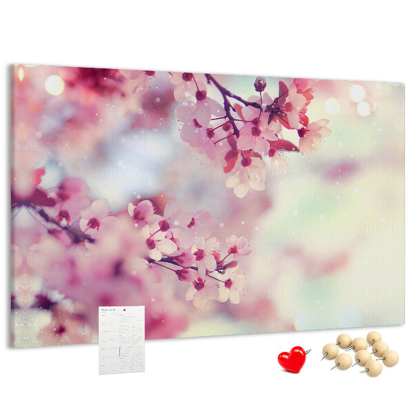 Tableau en liège branches florales aux teintes pastel