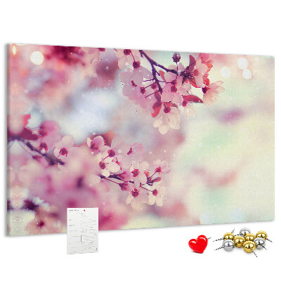 Tableau en liège branches florales aux teintes pastel