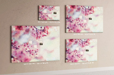 Tableau en liège branches florales aux teintes pastel