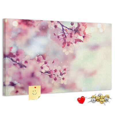 Tableau en liège branches florales aux teintes pastel