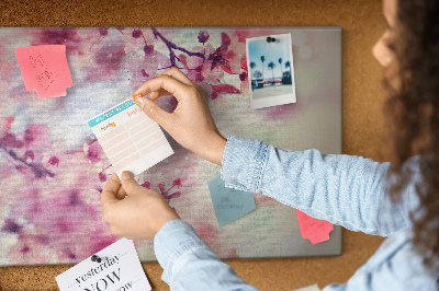Tableau en liège branches florales aux teintes pastel