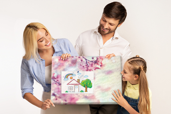 Tableau en liège branches florales aux teintes pastel