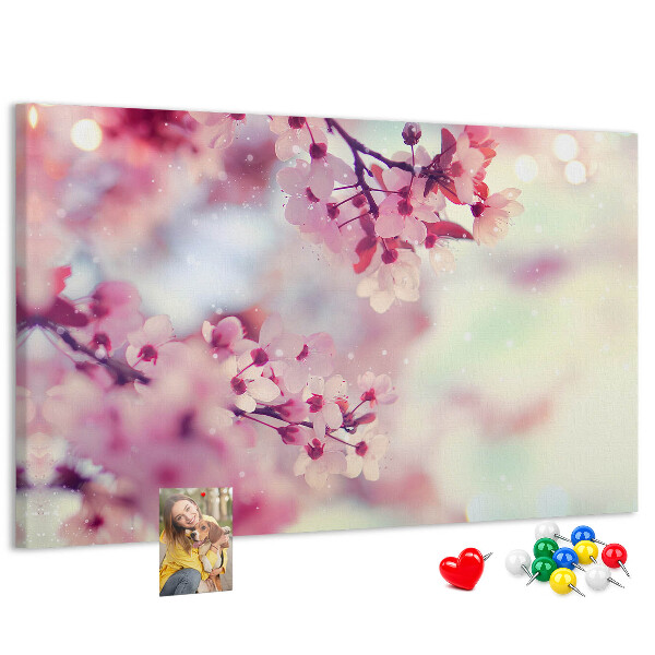 Tableau en liège branches florales aux teintes pastel