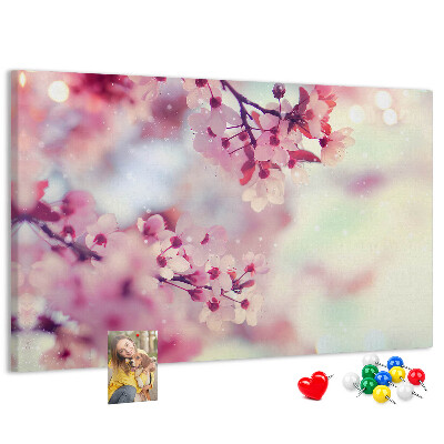 Tableau en liège branches florales aux teintes pastel