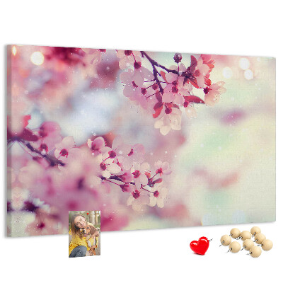 Tableau en liège branches florales aux teintes pastel