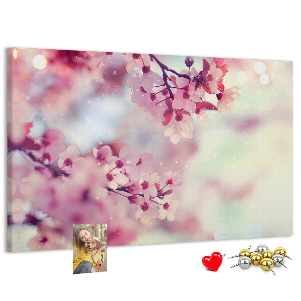Tableau en liège branches florales aux teintes pastel