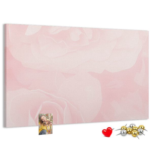 Tableau affichage liège Délicates roses roses en arrière-plan.