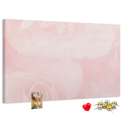 Tableau affichage liège Délicates roses roses en arrière-plan.